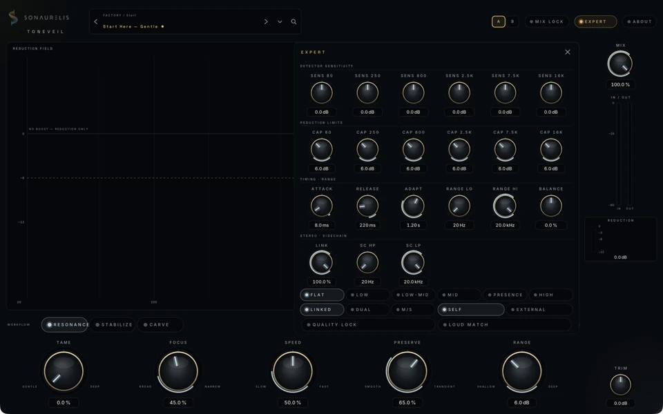 Toneveil Suppressor, interface capture